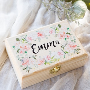 Bridesmaids Gift Box Jewelry Box Personalized Name Flower Girl Gift Wooden Box Wedding Bridal Party Gift Name Box Wedding (Item - JBF340)