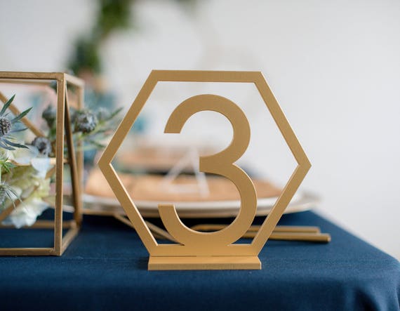 Table Numbers Geometric Table Numbers Wedding Gold Laser - Etsy