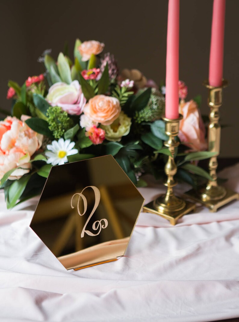 Wedding Table Numbers Hexagon Table Number Signs for Wedding Etsy