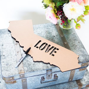 Wedding Guest Book State Shape Guestbook Sign Large Wooden Guestbook Home State Cutout for Guestbook Wedding Decor Item GBS200 image 1