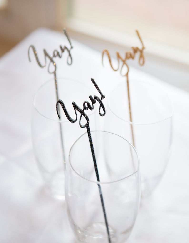 Party Stir Sticks yay Glitter Engagement Etsy