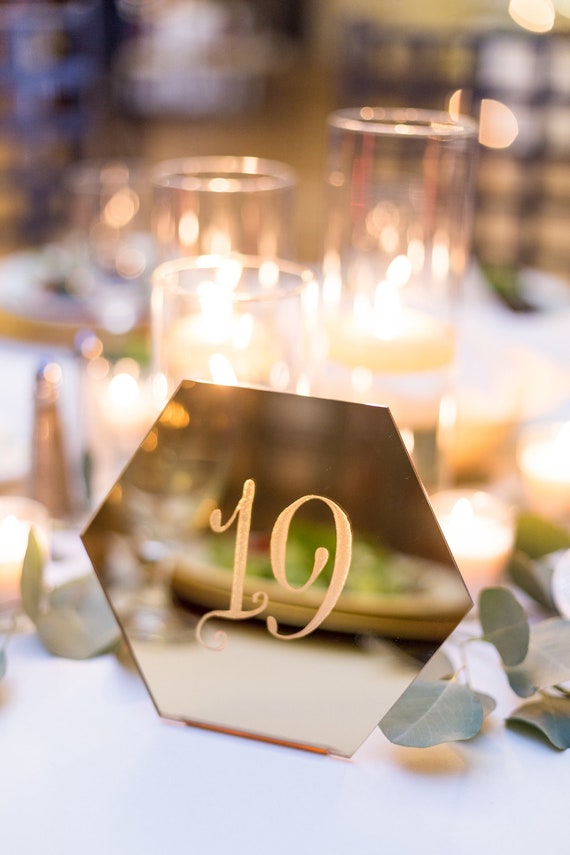 Mirror table numbers wedding deals