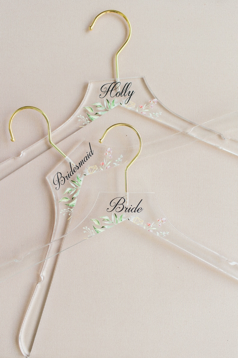 Bridesmaid Hangers Wedding Hanger Clear Acrylic Personalized with Name for Bride Bridesmaids Gift Wedding Party  Modern 