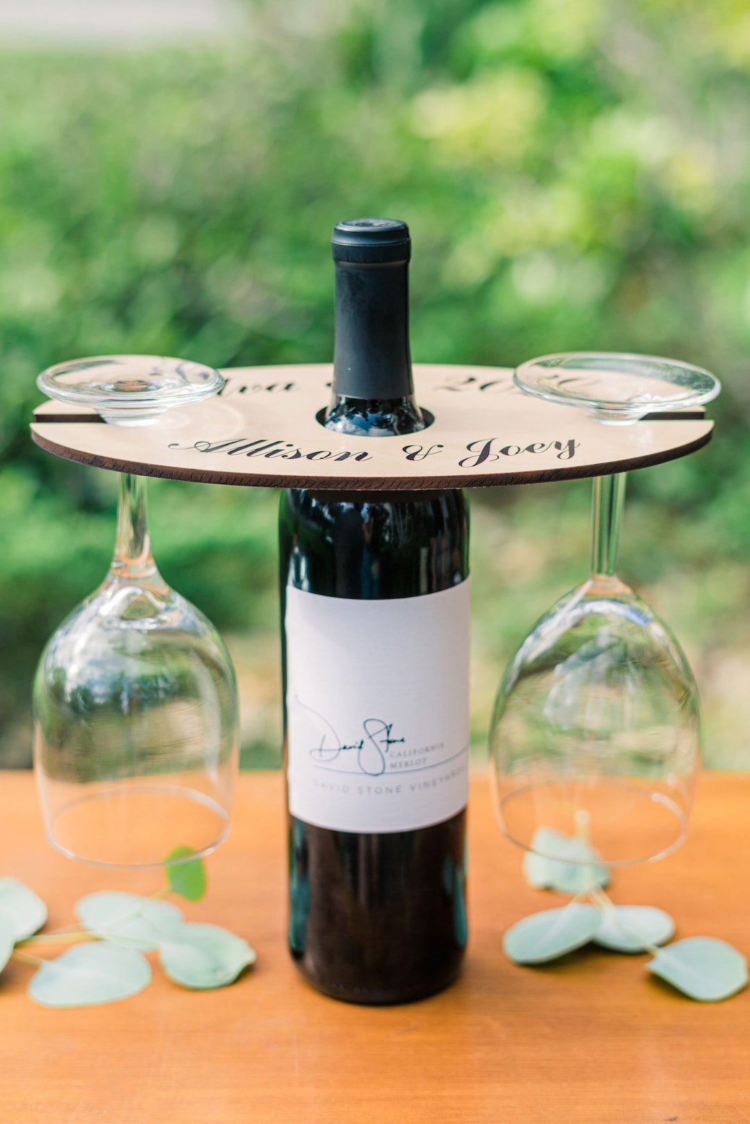 Wine Holder Gift, Personalized Wedding Gift Engagement Anniversary, Wine Caddy Holder Wood Names