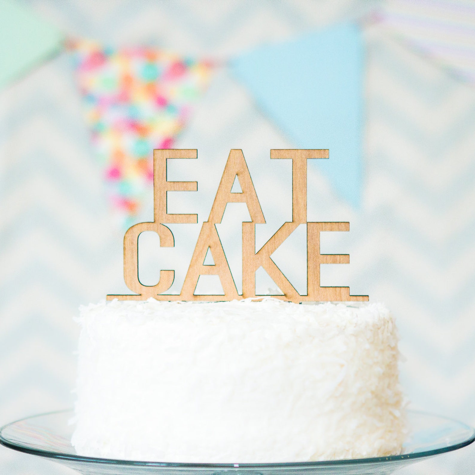 Cake Topper Eat Cake Party Cake Topper Glitter or Wooden for Etsy