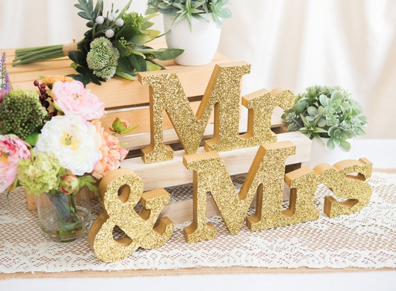 Item - MTR100 Wedding Signs Mr and Mrs Signs Mr and Mrs Letters for Sweetheart Table Decor Mr and Mrs Letters Mr & Mrs Wedding Sign Set