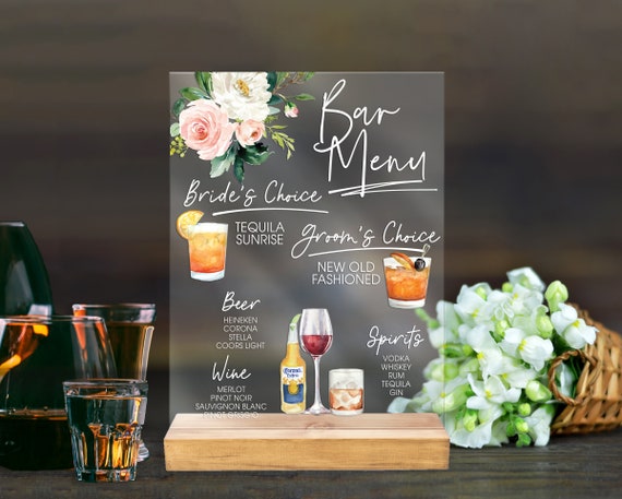 Signature Drink Sign Wedding Bar Menu Sign Wedding Table Bar 