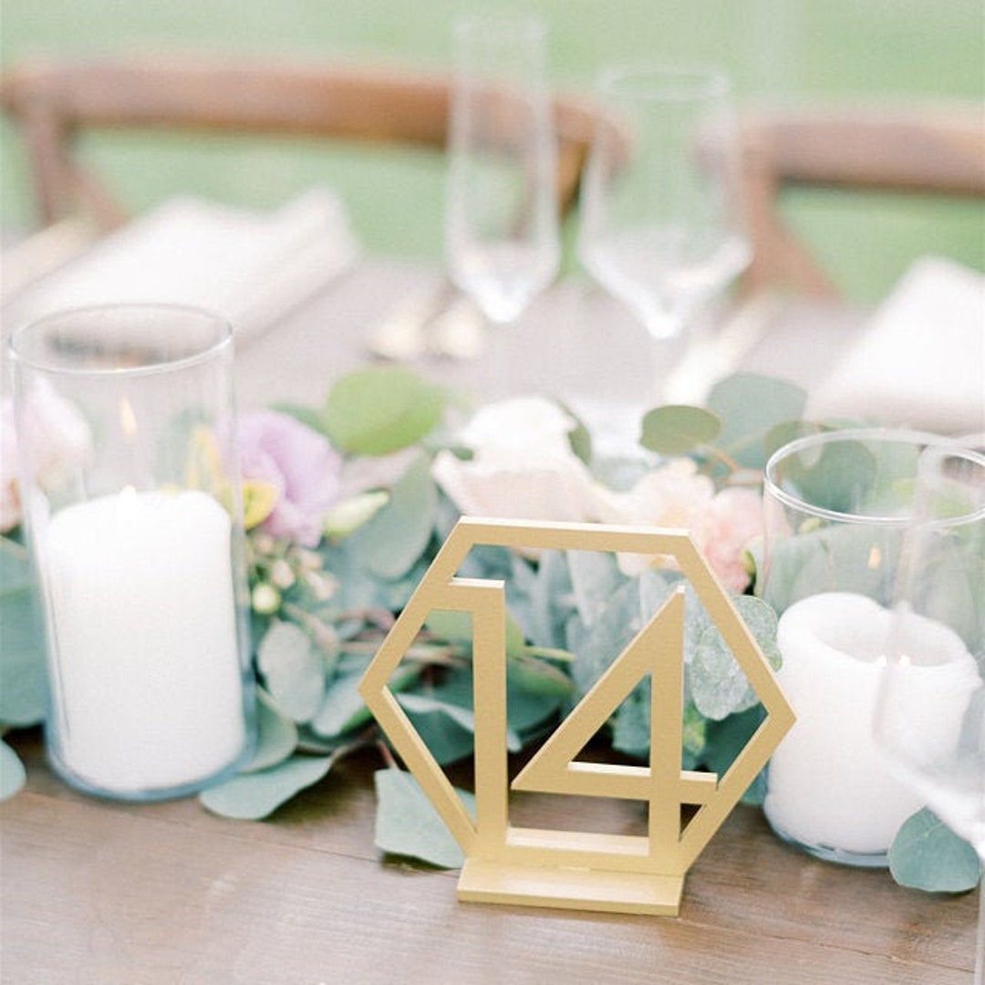 Wedding Geometric Table Numbers Wedding, Wooden Laser Cutout Hexagon ...