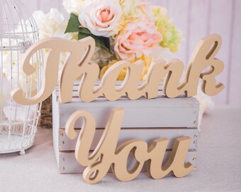 Thank You Wedding Sign for Wedding Table Decor, Standing Letters, Large Thick Thank You Standing Signs (Item - TTY100)