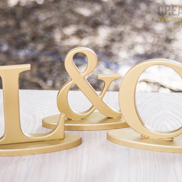 Wedding Initial Signs - Personalized Sweetheart Table Signs - Initials 2 Letters and Ampersand Sign (Item - INI200)