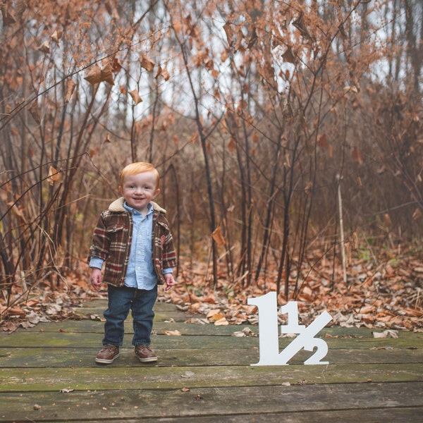 18 Month Old Toddler Photo Prop - 12 inch 1 1/2 for 18 Month Photo Shoot - Photography Props - Large Wooden Number Sign (Item - NUM001)