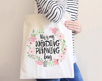 Wedding Planning Tote Bag for Bride or Newlywed Bridal Shower Wedding Gift, Canvas Tote Bag, Gift for Wedding Planning Gift (Item - BWP100)