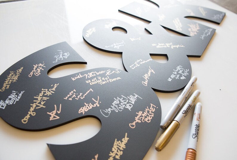 Wooden Letters Wedding Guest Book Monogram Initials Sign Etsy