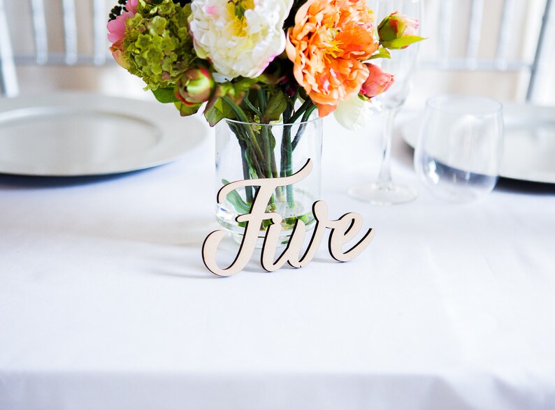 Table Number Words Rustic Wooden Words for Table Centerpiece Etsy