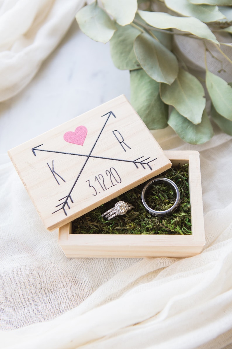 Wedding Ring Box Personalized Name Wooden Box for Wedding Etsy
