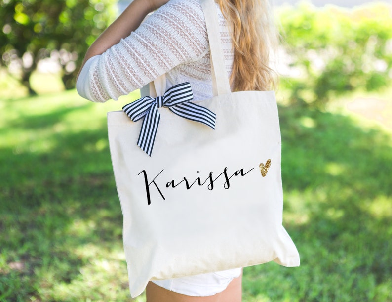 Personalized Bag Gift for Bridesmaids Name Tote Bags Canvas Etsy