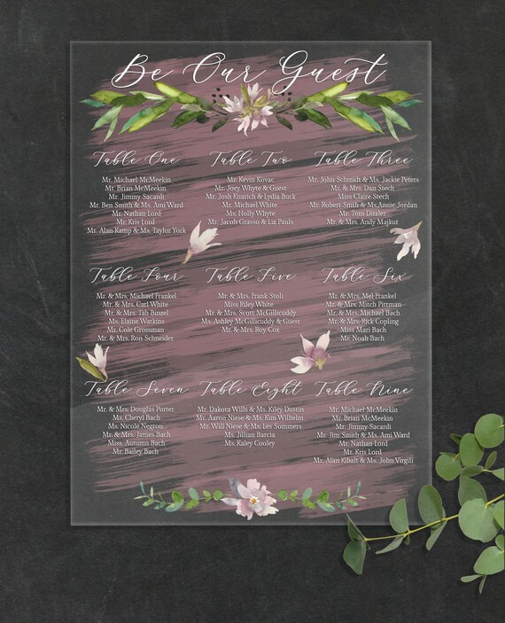 Modern Seating Chart Decoration Signs Clear Acrylic Wedding Seating Chart Signs Clear Painted for Wedding Display