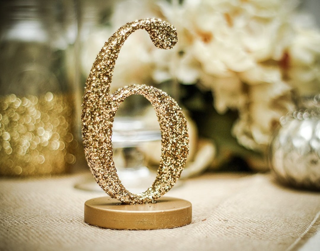 Wedding Table Number Signs Glitter Table Number Set Gold Silver Rose