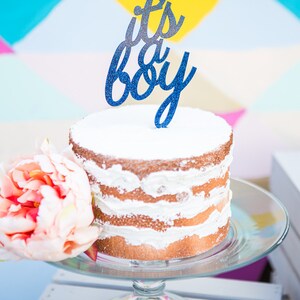 Baby Shower Cake Topper Blue It's A Boy Cake Topper Baby Shower Decoration for Modern Baby Shower Cake Decoration (IAB900)