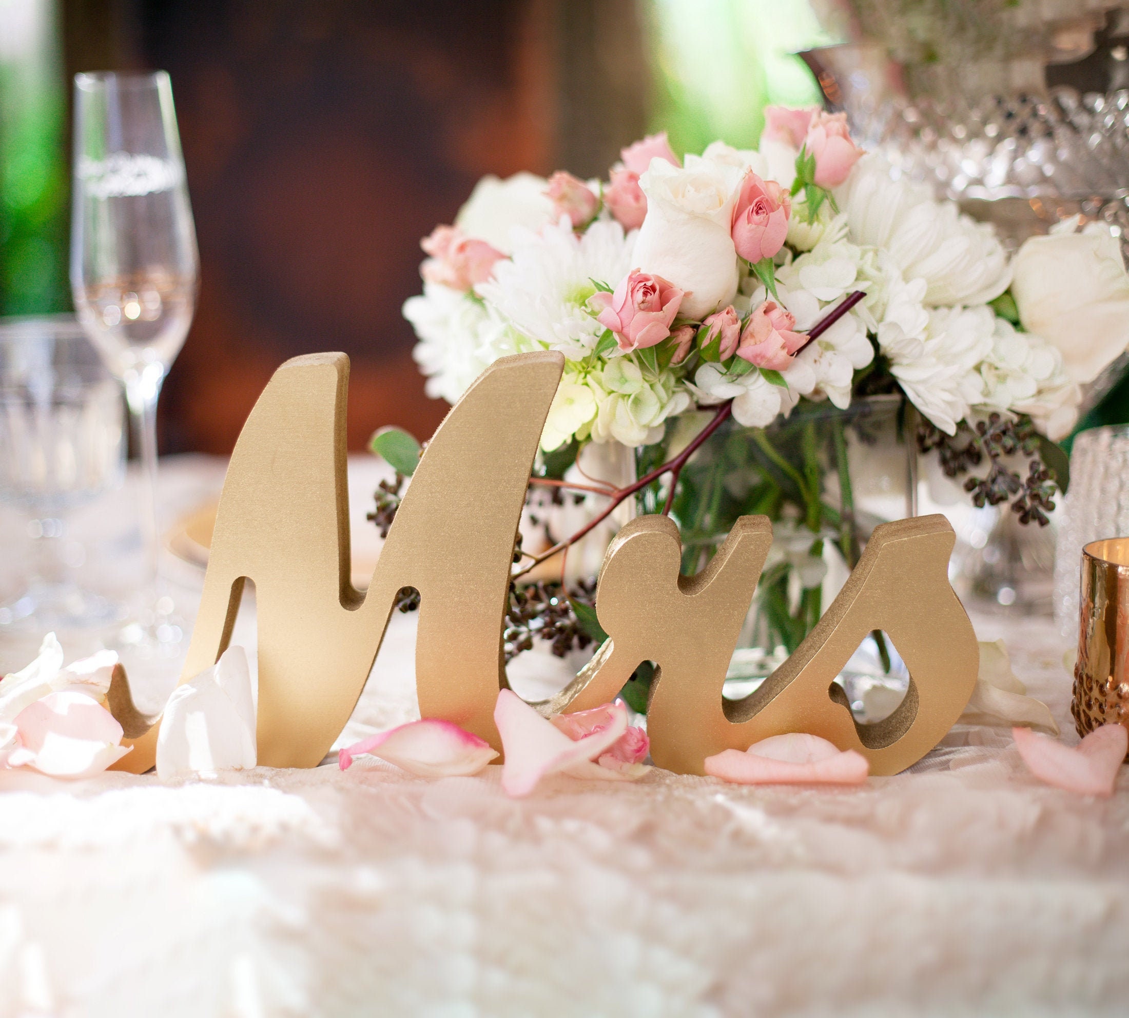 Silver Or Metallic Mr And Mrs Sign Wedding Sweetheart Table Etsy