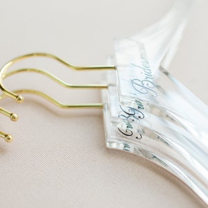 Wedding Hanger Clear Acrylic Personalized for Bride Bridesmaids Gift Bridal Hangers for Wedding Dress Gold Hanger Modern Clear