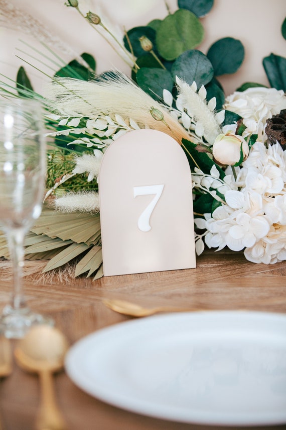 Painted Table Numbers Wedding Arched Table Numbers Modern Etsy