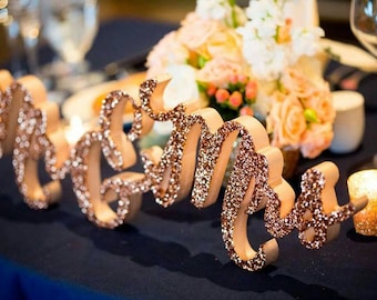 Glitter Mr and Mrs Sign for Wedding Sweetheart Table, Mr and Mrs Letters, Large Thick (Item - TMK200)