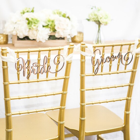 Chair Signs For Wedding Bride Groom Wedding Etsy