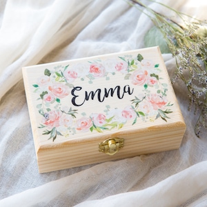 Bridesmaids Gift Box Jewelry Box Personalized Name Flower Girl Gift Wooden Box Wedding Bridal Party Gift Name Box Wedding (Item - JBF340)