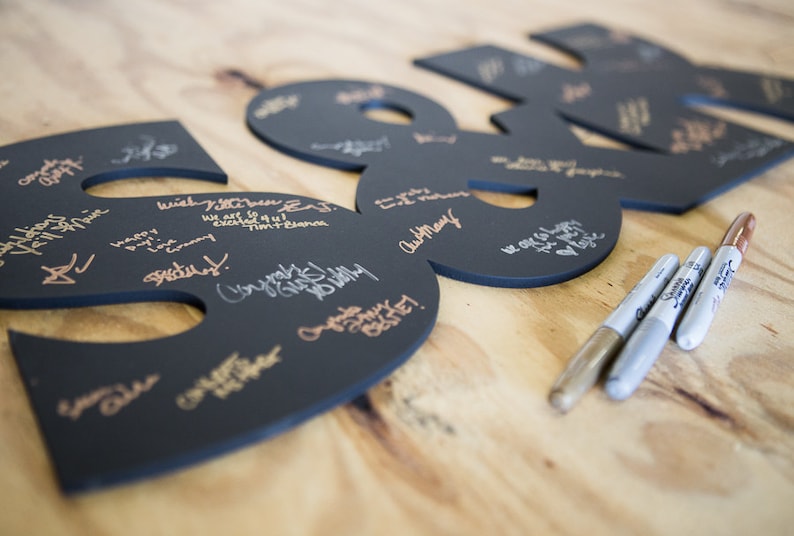 Wooden Letters Wedding Guest Book Monogram Initials Sign Etsy