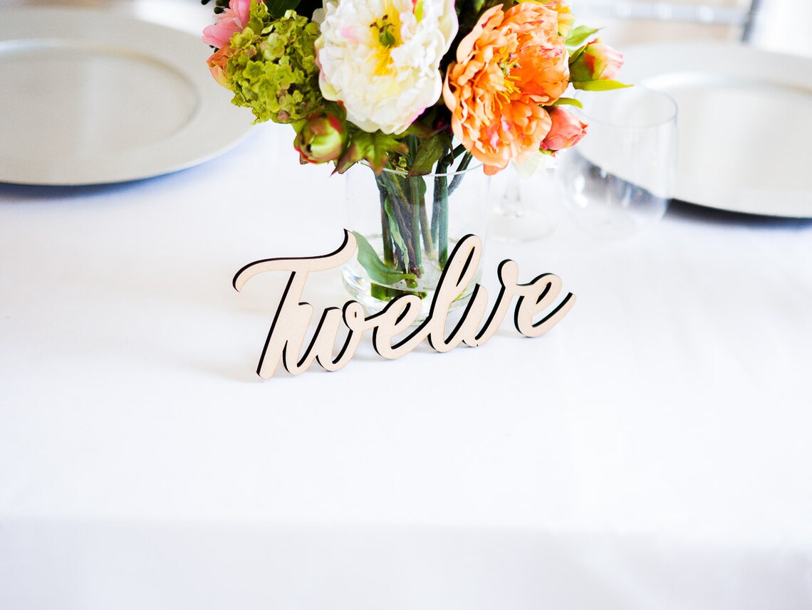 Table Number Words Rustic Wooden Words for Table Centerpiece - Etsy