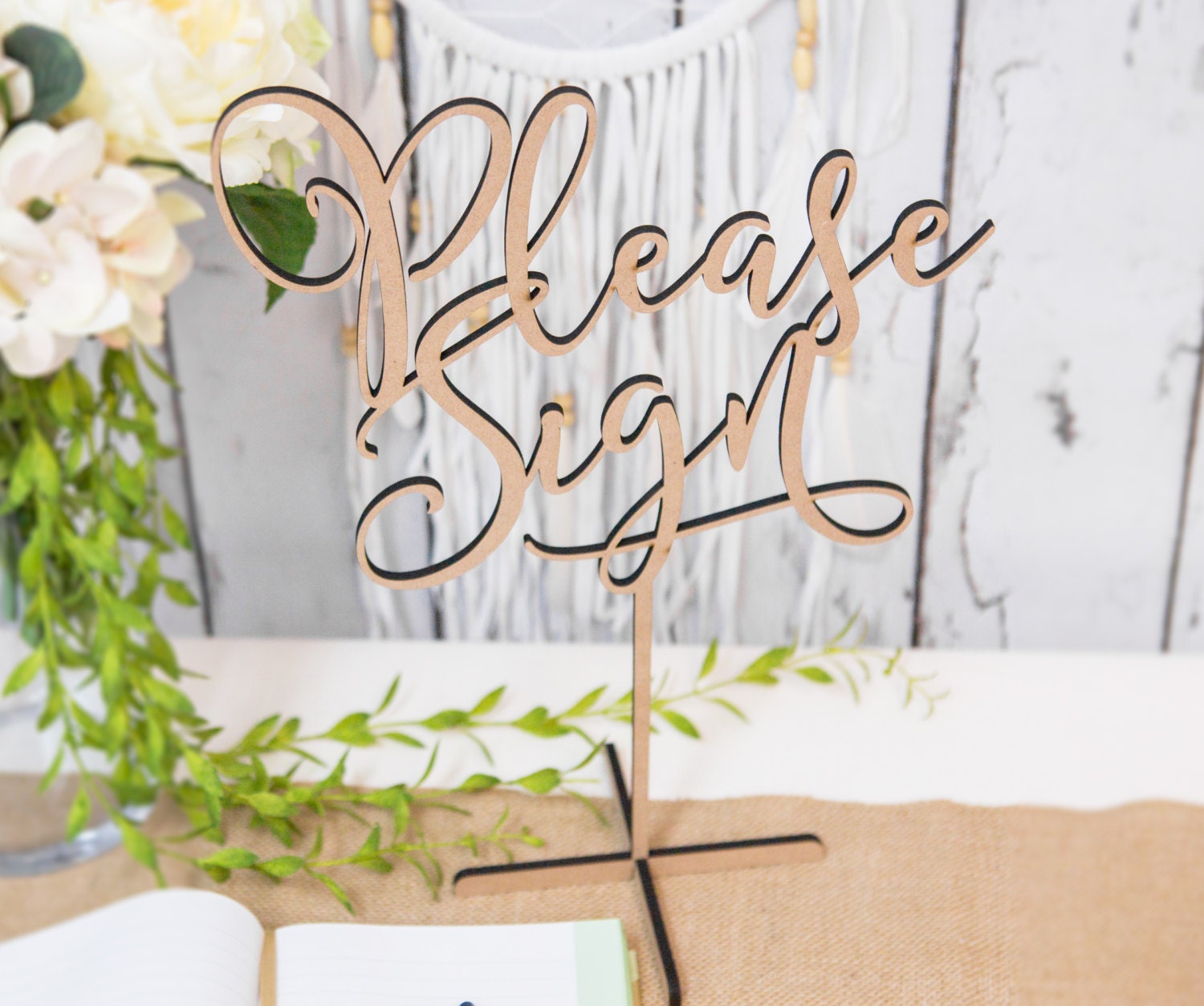 Guest Book Table Sign please Sign Standing in Gold Etsy