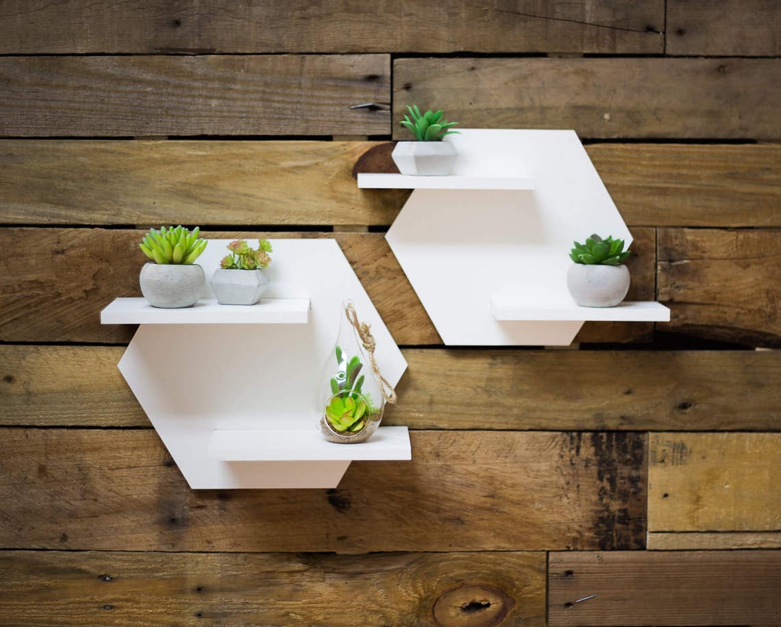 Hexagon Shelf Set for Wall Home Decoration White Shelves for Etsy