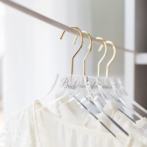 Wedding Hanger Clear Acrylic Personalized for Bride Bridesmaids Gift Bridal Hangers for Wedding Dress Gold Hanger Modern Clear