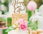 Cake Topper for Wedding "Happily Ever After" Design - Glitter Cake Topper in Calligraphy Style for Party, Shower or Event (Item - CTH800)