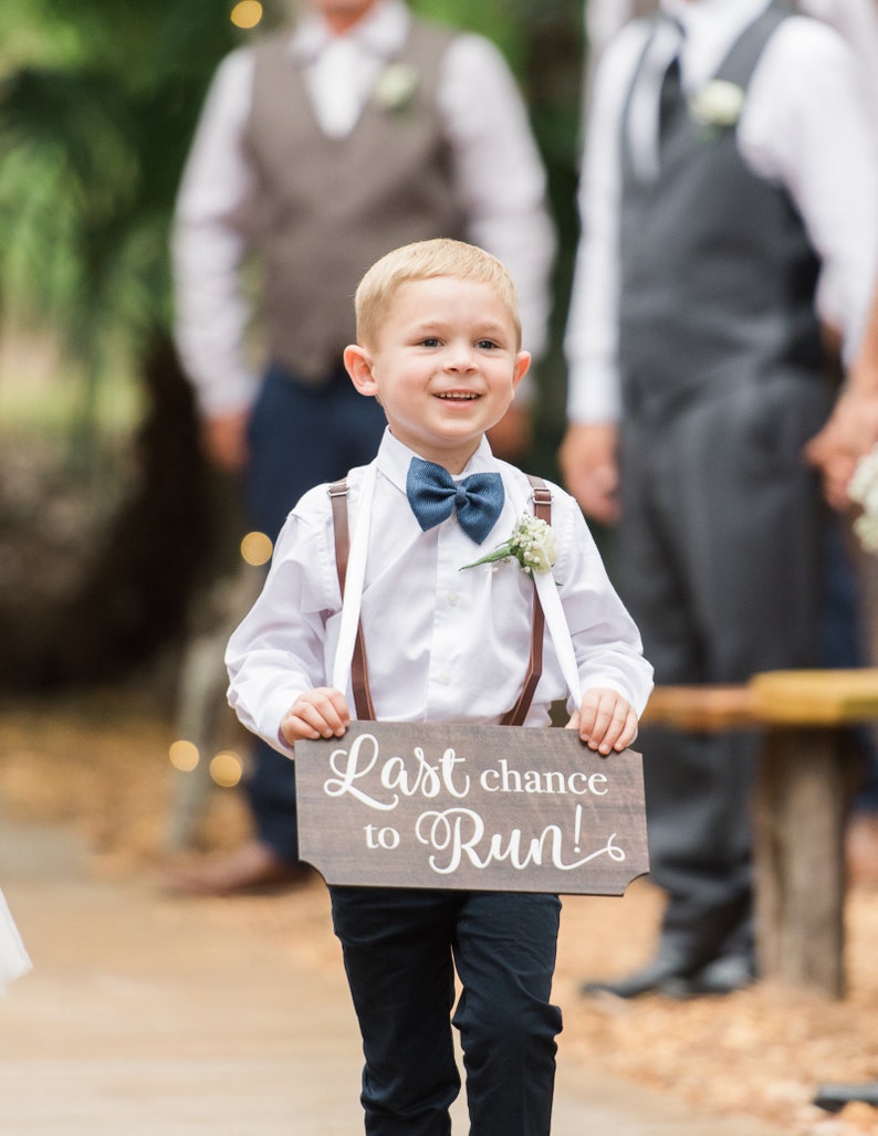 Ring Bearer Sign for Wedding Last Chance to Run Wooden Sign for Ceremony Decorations, Wooden Rustic Chic