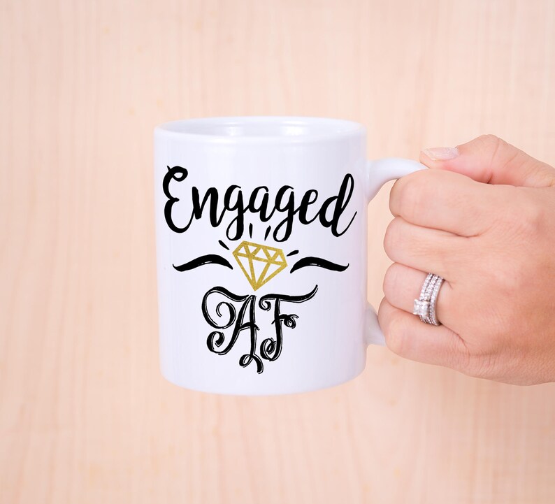 Engagement Mug Gift for Bride to Be Engaged AF Cute Mug Gold Etsy