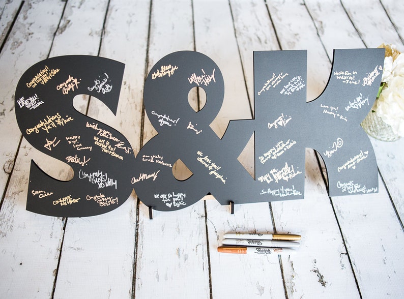 Item GBI300 Wooden Letters Wedding Guest Book Monogram Initials Sign Large Wooden Letters for