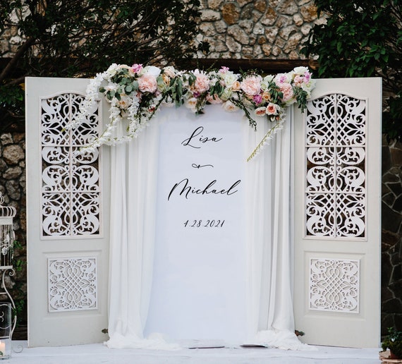 Wedding Backdrop with Names Wedding Decor or Photo Booth Personalized Banner Hanging Script Wedding Back Drop Wedding Aisle Decor BBD700