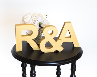 Initial Signs Wood Letters Standing Wedding Signs Initial Signs Personalized Wedding Table Signs Initials Wood Letter Signs (INI400)