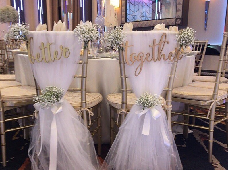 Wedding Chair Signs For Bride Groom Better Together Wedding Signs Hanging Signs Table Decor 2 Piece Set Chair Signs Item Ccb200