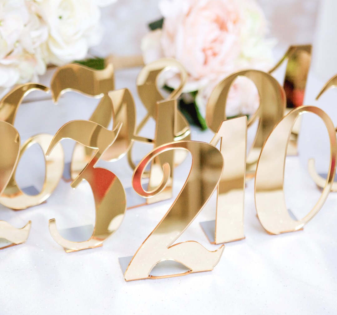 Wedding Acrylic Table Numbers Weddings Standing Table Numbers Gold ...