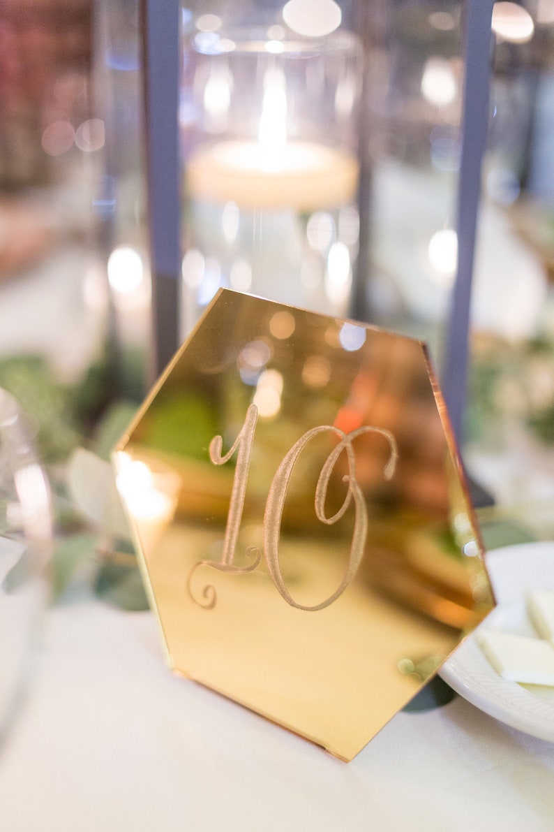 Table Number Signs for Wedding Party Decor Acrylic Gold Etsy