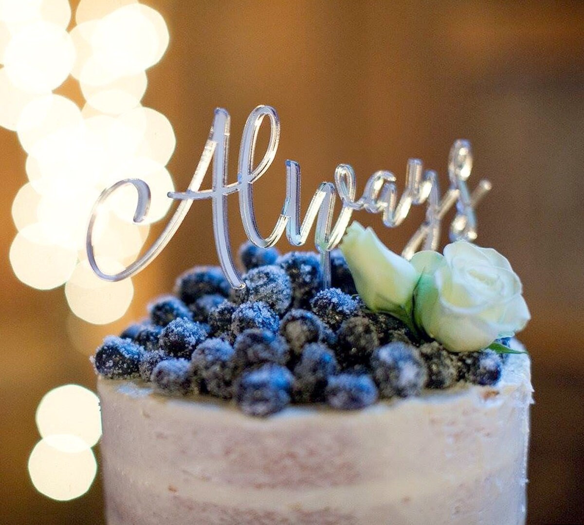 Wedding Cake Topper Always Gold Calligraphy Script Cake Decor in Custom ...