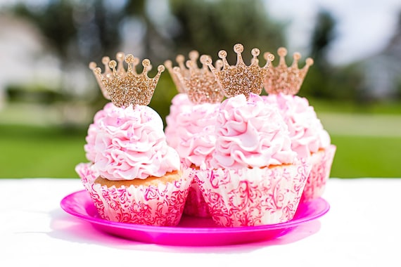 Cake Toppers Food Flags Prince Princess Tiara 12 Glitter Crowns Cupcake Toppers