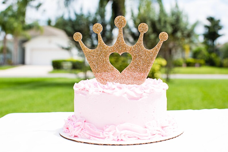 Cake Topper Princess Crown Birthday, Gold Glitter Girls' Birthday Party ...