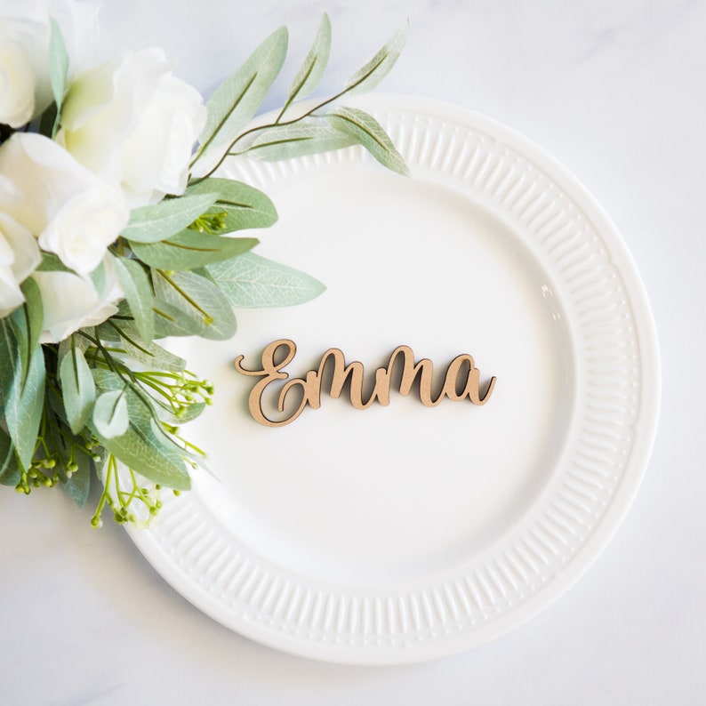 Place Card Name Wood Plate Names Cutout Words for Wedding - Etsy