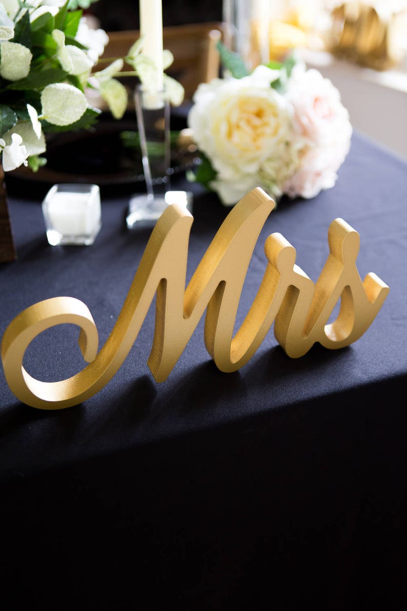 Script Mr and Mrs Wedding Signs for Wedding Sweetheart Table, Mr and Mrs Letters, Large Thick Mr & Mrs Sign Set Item MTF200 image 4