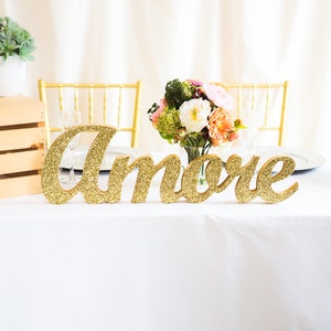 Love Wedding Sign for Table or Home Decor Freestanding Wooden Block French Spanish or Italian Love sign for Table Decor Item AMR100 image 2
