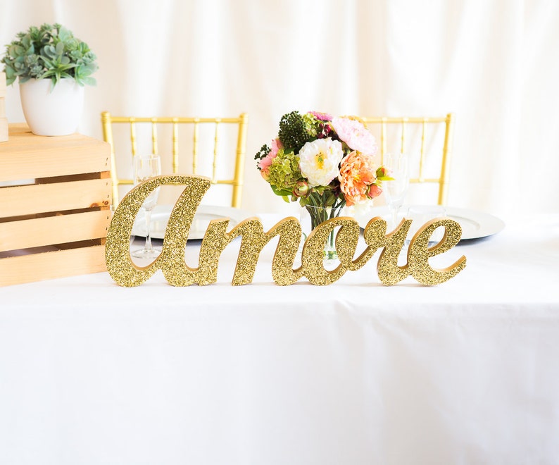 Love Wedding Sign for Table or Home Decor Freestanding Wooden Block French Spanish or Italian Love sign for Table Decor Item AMR100 image 2